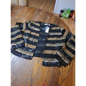 New Size 4 Chicos 0 Neutral Kimaya Ratu Cropped Sequin Embellished Jacket NWT